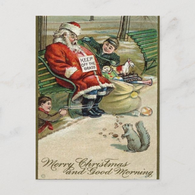 Festiva Postal de Papá Noel durmiendo (Anverso)