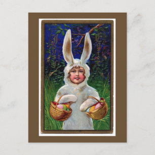 Festiva Postal de Pascua Vintage White Bunny Suit