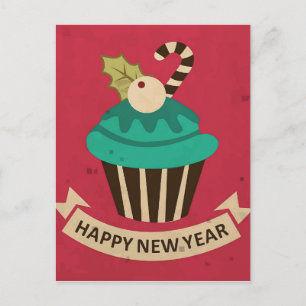 Festiva Postal de pastelería de Año Nuevo feliz