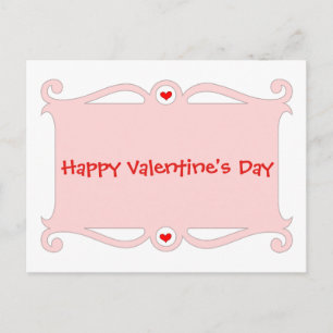 Festiva Postal de pergamino rosa feliz Día de San Valentín