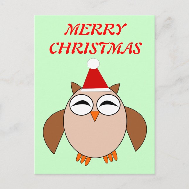 Festiva Postal de Personalizable de búho de Navidades pequ (Anverso)