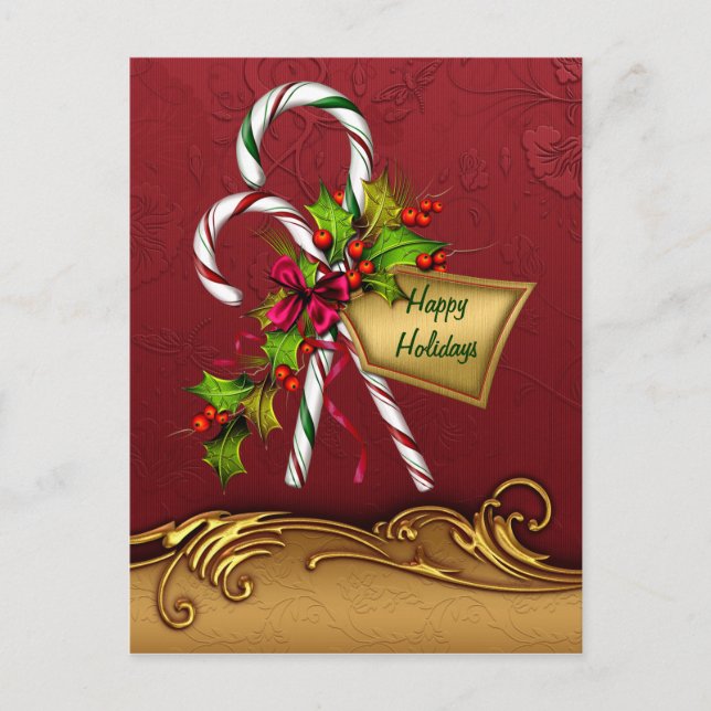 Festiva Postal de personalizado Candy Cane Navidades (Anverso)