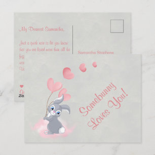 Festiva Postal de Personalizado lindo Bunny Valentine