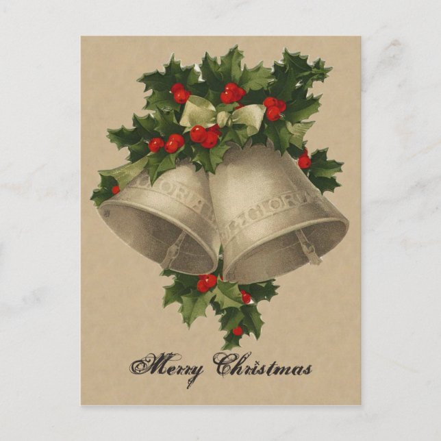 Festiva Postal de plata de Navidades victorianos (Anverso)