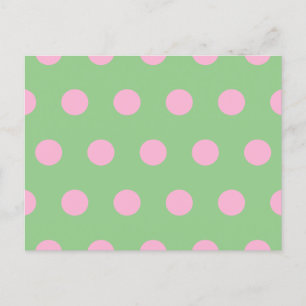 Festiva Postal de punto de polka (verde sabio y rosa paste