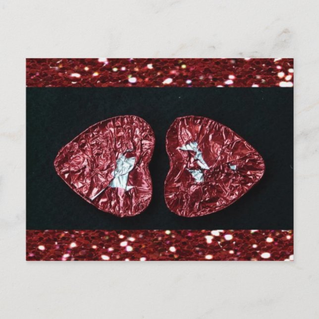 Festiva Postal de Purpurinas de corazón el día de San Vale (Anverso)