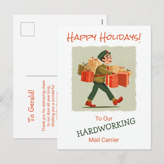Festiva Postal de retro Personalizado de correo man (Anverso / Reverso)
