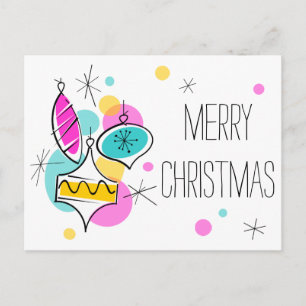 Festiva Postal de Retro Tree Baubles Group Navidades