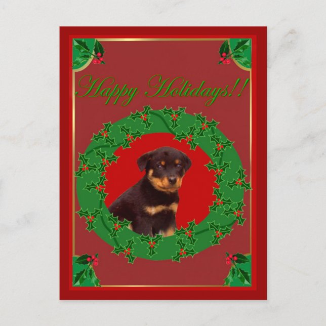 Festiva Postal de Rottweiler de vacaciones (Anverso)