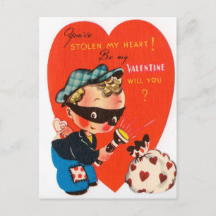 Festiva postal de San Valentín retro vintage