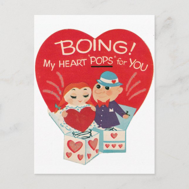 Festiva postal de San Valentín retro vintage (Anverso)
