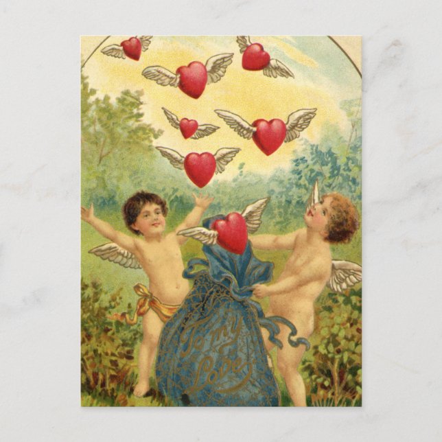Festiva postal de San Valentín vintage (Anverso)