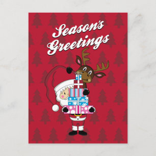 Festiva Postal de Santa Claus y Navidades de renos