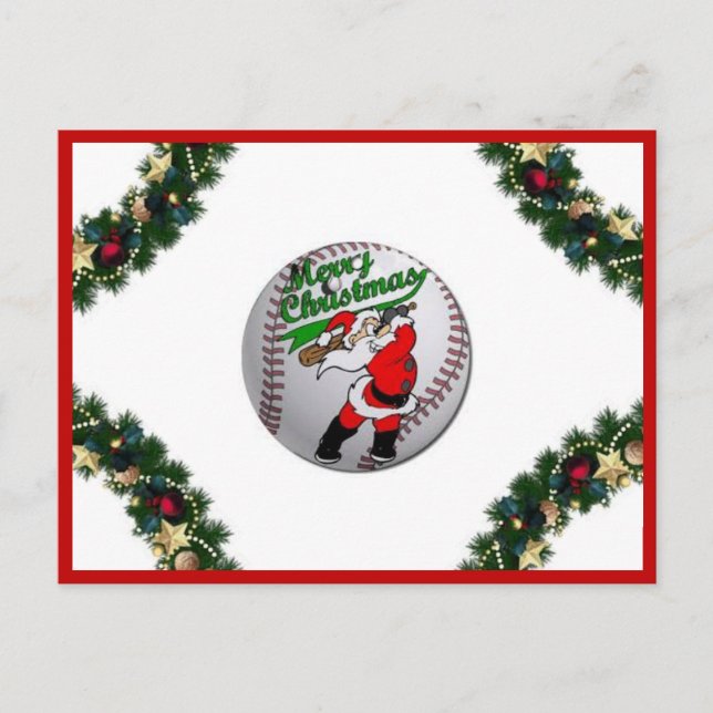 Festiva Postal de Santa Jugando Navidades de Béisbol (Anverso)