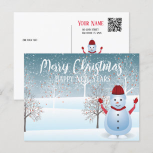 Festiva Postal de Snowman para Navidades de invierno