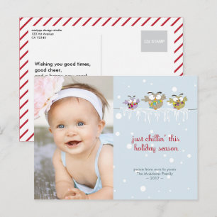 Festiva Postal de vacaciones con fotos de búhos de Chillin