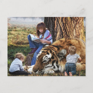Festiva Postal de vacaciones de amigos de niños tigre