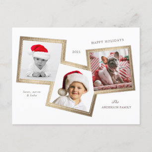 Festiva postal de vacaciones de familia de tres fotomarcos
