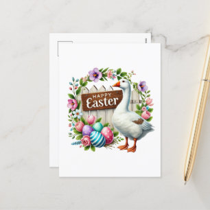 Festiva Postal de vacaciones de gallina de oca de Pascua