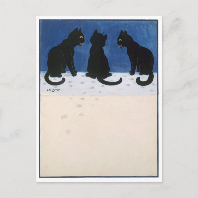 Festiva postal de vacaciones de Louis Wain (Anverso)