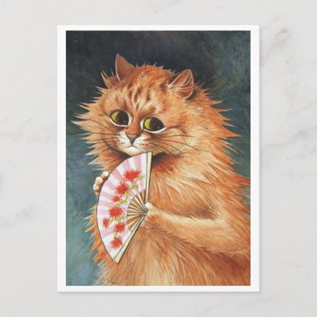 Festiva postal de vacaciones de Louis Wain Ginger Cat (Anverso)