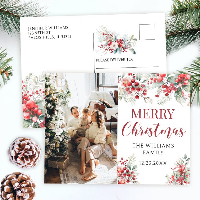 Festiva Postal de vacaciones de Navidades de bayas de invi (Subido por el creador)