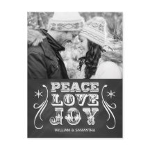 Postal de vacaciones de Peace Love Joy Chalkboard