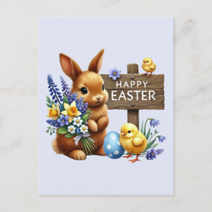 Festiva Postal de vacaciones del conejo Cute Happy Easter
