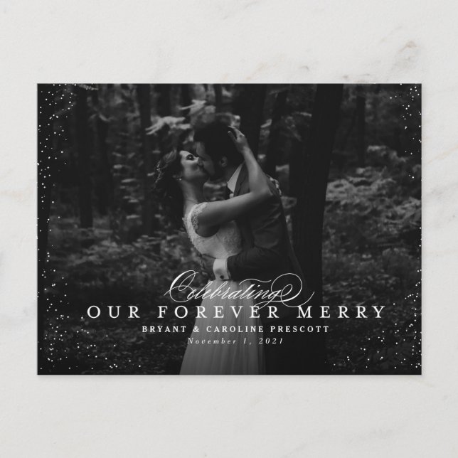 Festiva postal de vacaciones recién casadas (Anverso)