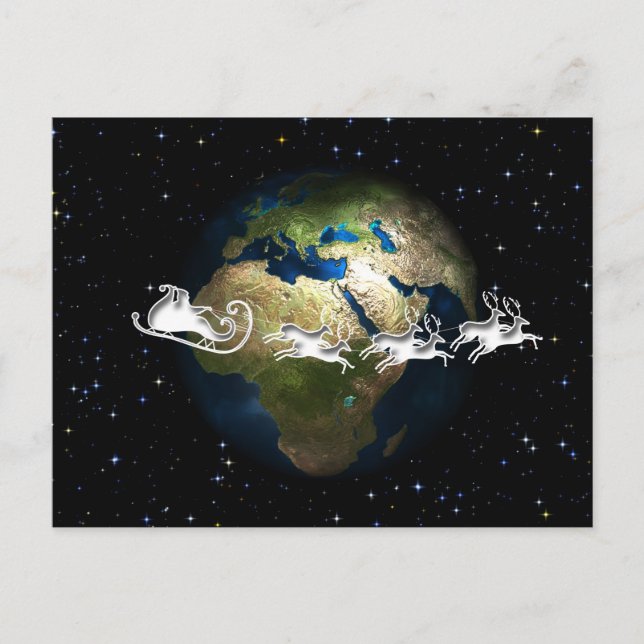 Festiva postal de viaje de Santa Claus (Anverso)