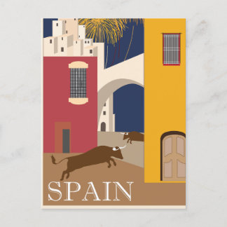 Festiva Postal de viaje de toros de la España de Vintage