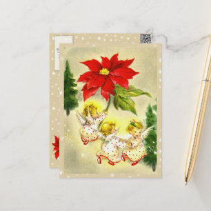 Festiva Postal de Vintage de los ángeles de bebé bailando