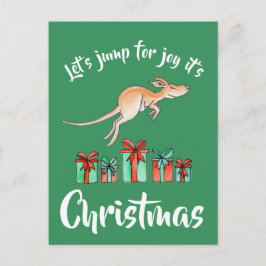 Festiva Postal de Whimsy art kangaroo salta a Navidades