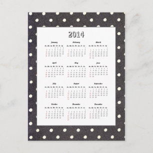 Festiva Postal del calendario Polka Dot 2014