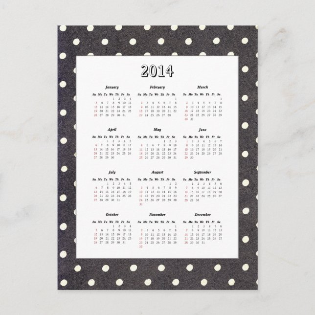 Festiva Postal del calendario Polka Dot 2014 (Anverso)