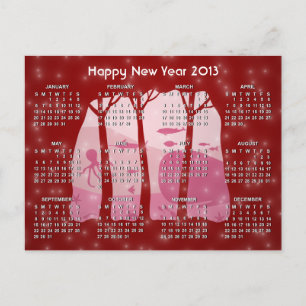 Festiva Postal del calendario Snowing Fantasy Forest 2013