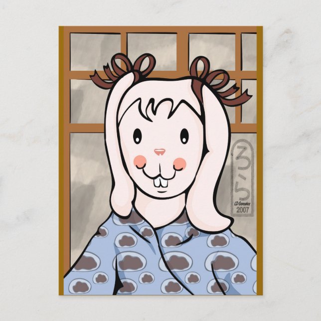 Festiva Postal del Chica de Conejo en Mochi (Anverso)