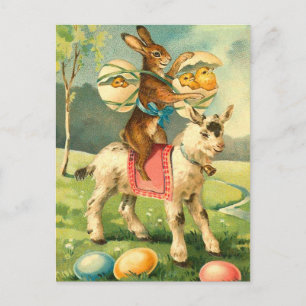 Festiva Postal del conejito de pascua del vintage