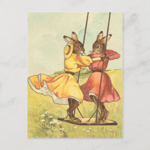 Festiva Postal del conejito de pascua del vintage