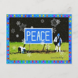 Festiva Postal del día de fiesta con la vaca y el cerdo