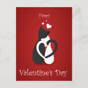 Festiva postal del día de San Valentín del amor del gato