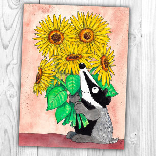 Festiva Postal del tejón del girasol de Nicole Janes
