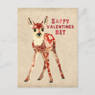 Festiva Postal Día de San Valentín Floral Red Fawn