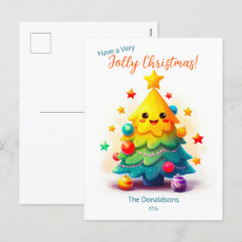 Festiva Postal divertida de Navidades de árbol