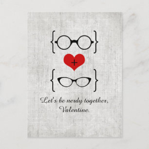 Festiva Postal El día de San Valentín Red Geeky Glasses