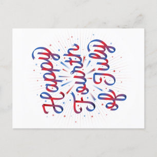 Festiva Postal feliz 4 de julio (gradiente rojo/azul)