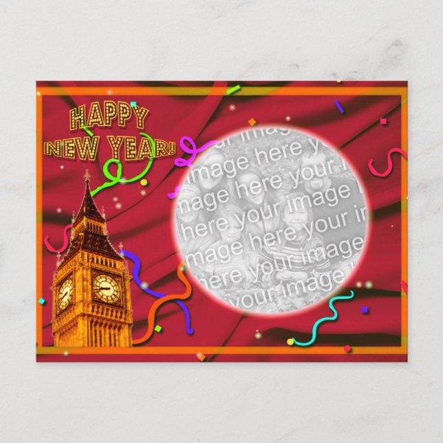 Festiva Postal Feliz Año Nuevo personalizable (Anverso)