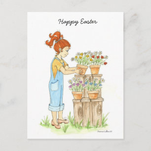 Festiva Postal feliz de la niñita de la Pascua