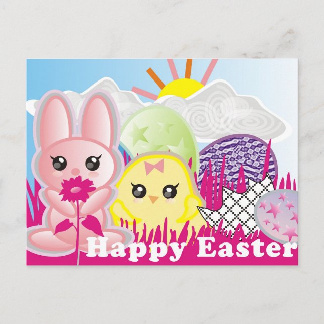 Festiva Postal feliz de Pascua (Anverso)