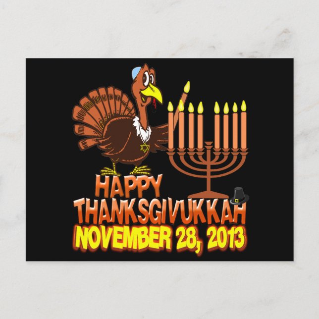 Festiva Postal feliz de Thanksgivukkah (Anverso)